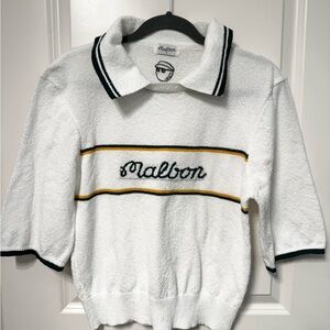 Ralbon Women's White Polo Shirt with Black Accents